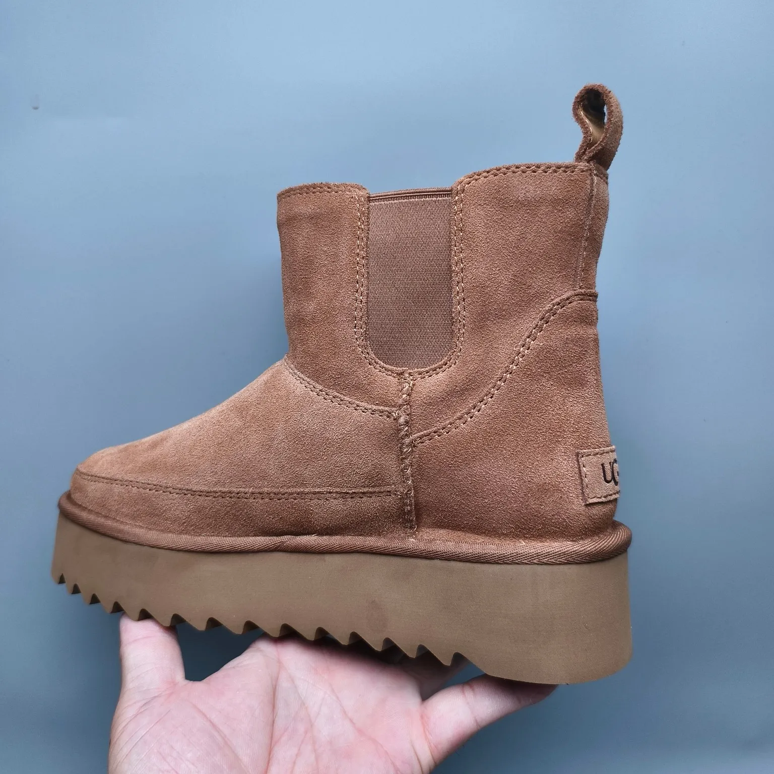 💰560 UGG sheepskin all-in-one snow boots 8051 thick-soled Chelsea casual shoes Color: maroon black antelope brown Matching size: 35-40